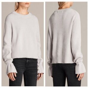 all saints gray eloise jumper knit pullover sweater tie sleeves